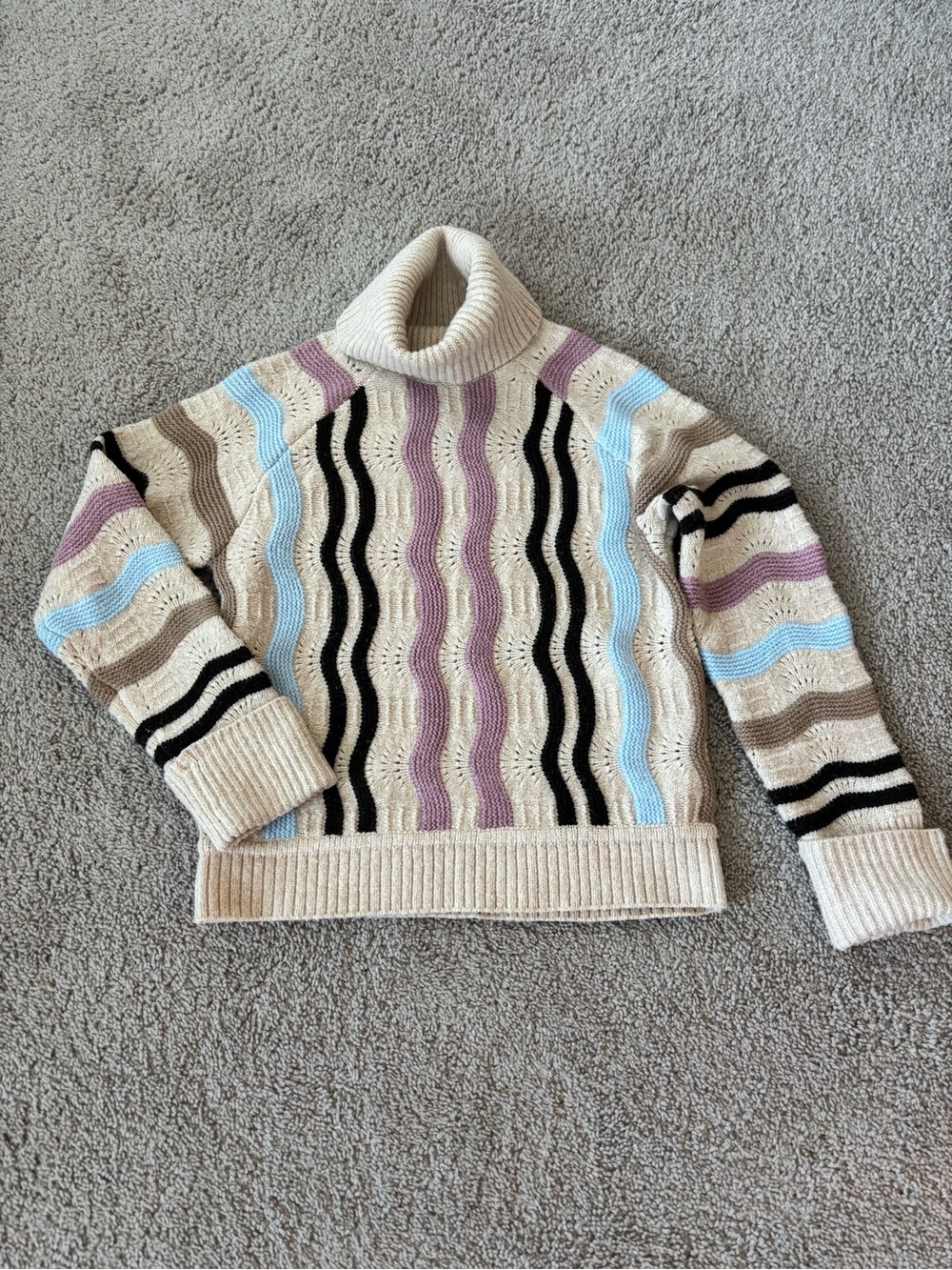 Aspen Stripe Knit Sweater in Cream with Pastel Accents